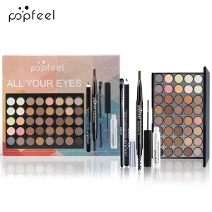 Conjunto de maquiagem Popfeel-Eye para mulheres, paleta de sombras, delineador, rímel, lápis de sobrancelha, maquiagem Tool Box, presentes