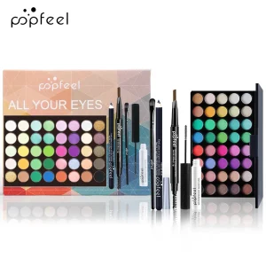 Conjunto de maquiagem Popfeel-Eye para mulheres, paleta de sombras, delineador, rímel, lápis de sobrancelha, maquiagem Tool Box, presentes